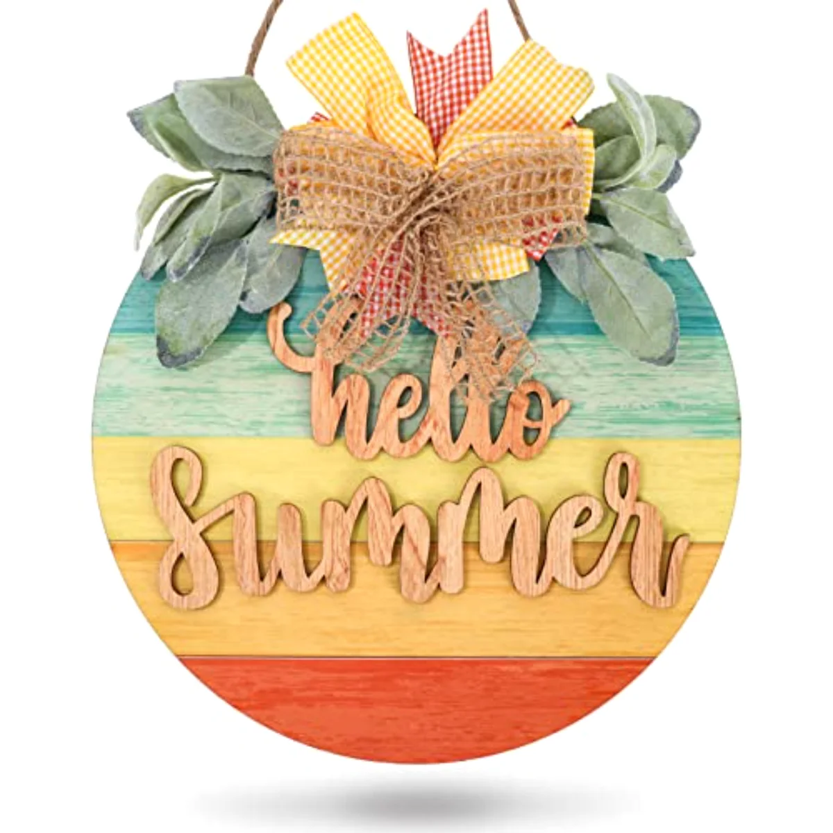 Hello Summer Wooden Hanging Sign Summer Welcome Sign Front Door Decor with