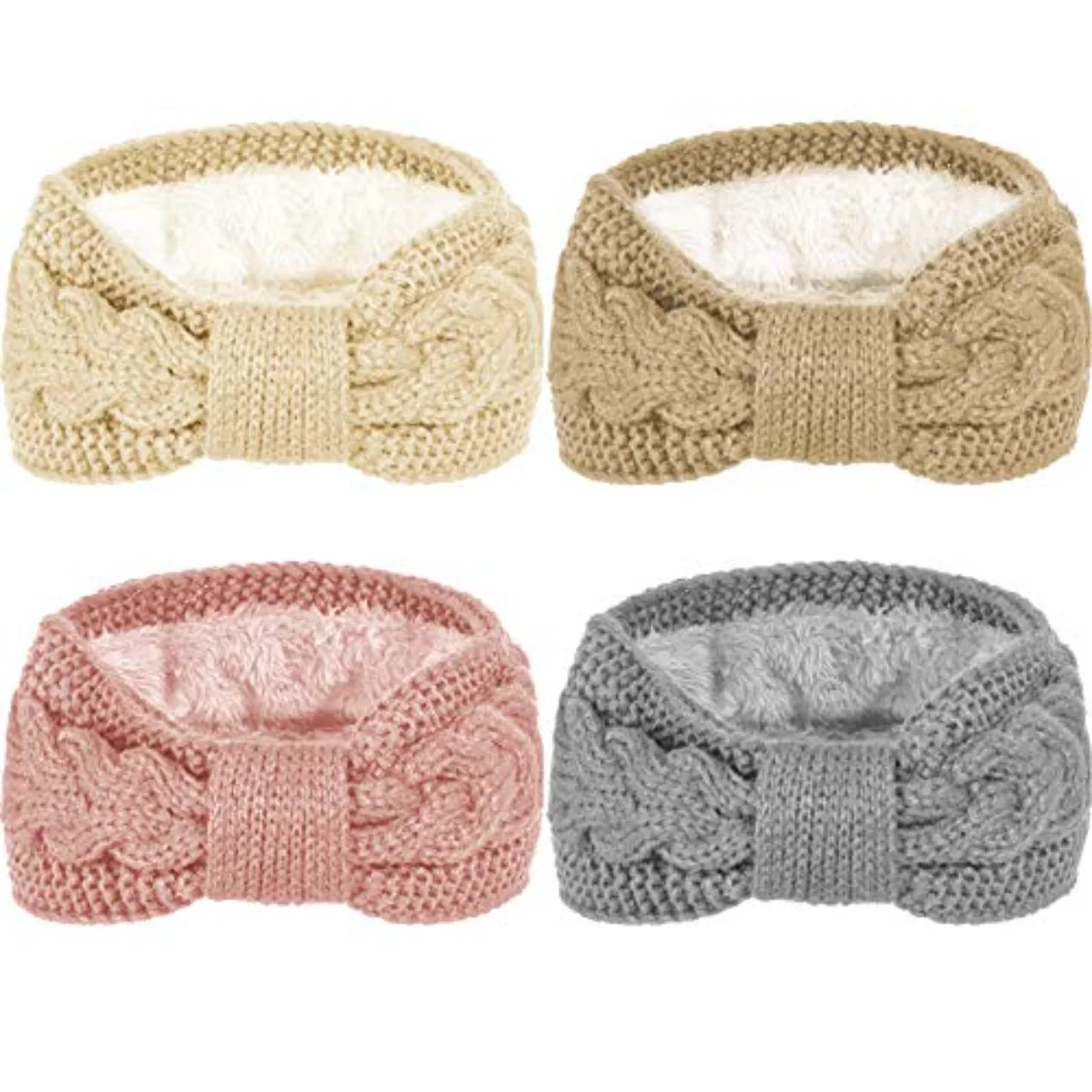 4 Pack Twisted Knit Headbands Winter Knotted (6LJD)