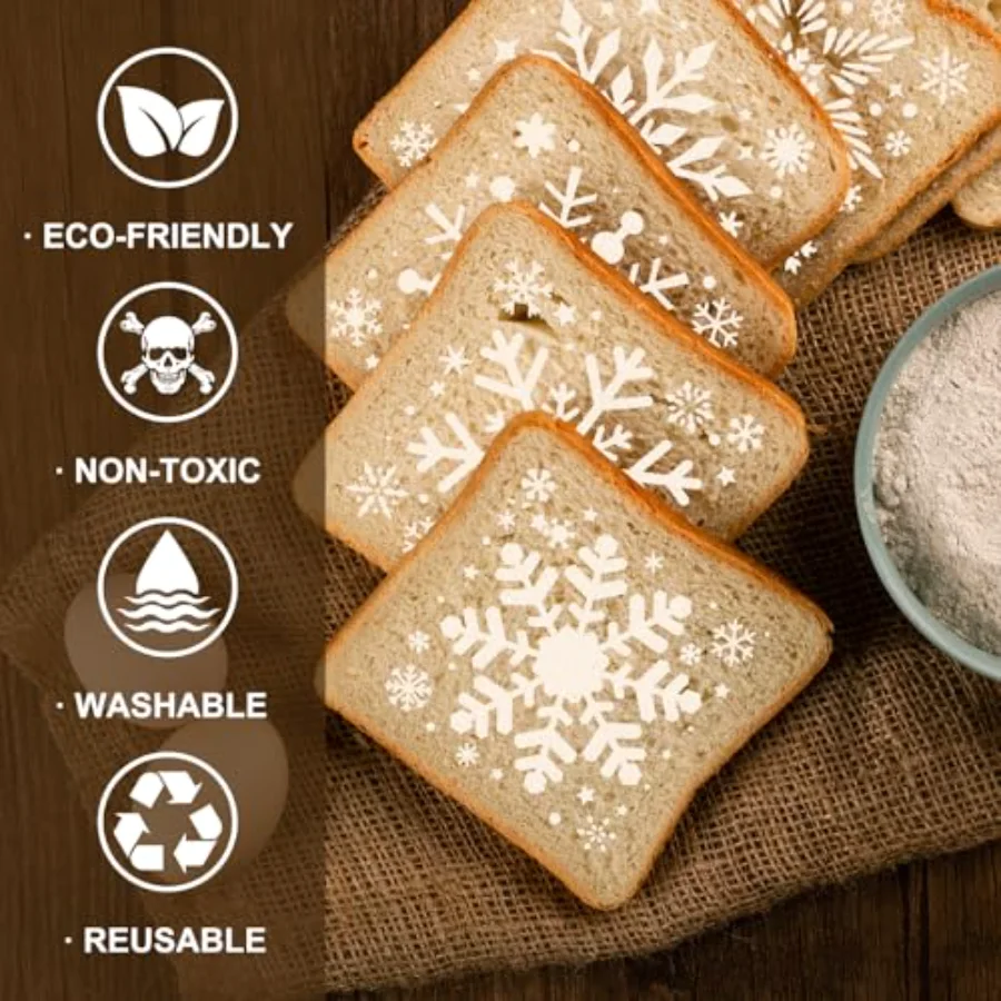 15 Pcs Snowflake Cookie Stencils Painting Stencils Christmas Decorative, view 3