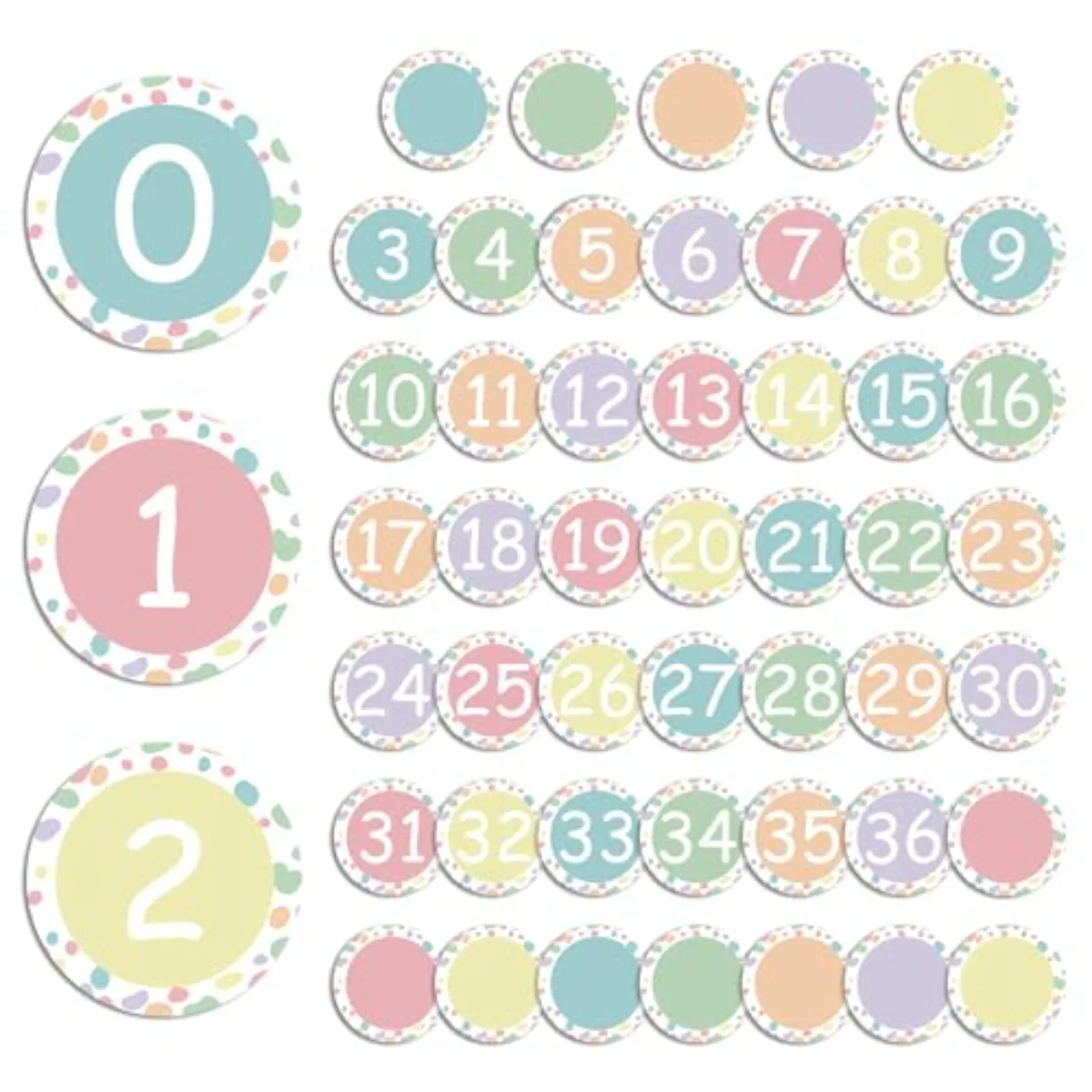 50 Pcs Pastel Number Magnetic Accents Number 0-36 Magnet Stickers with