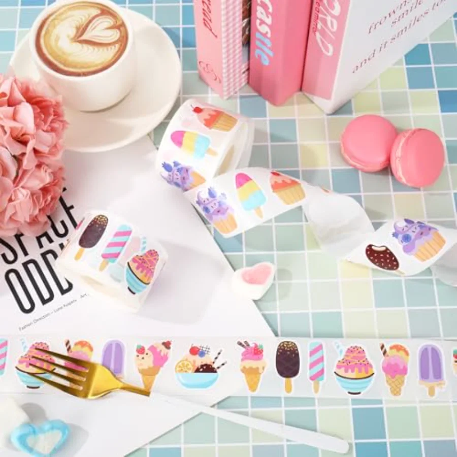 1400Pcs Ice Cream Sticker Summer Popsicle Sticker 16 Designs Sweet Dessert, view 3
