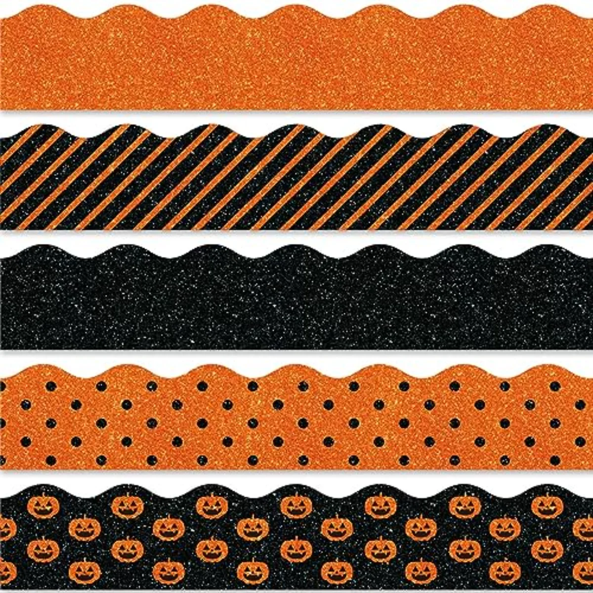 69Ft Halloween Bulletin Board Borders Glitter Orange Black Decoration