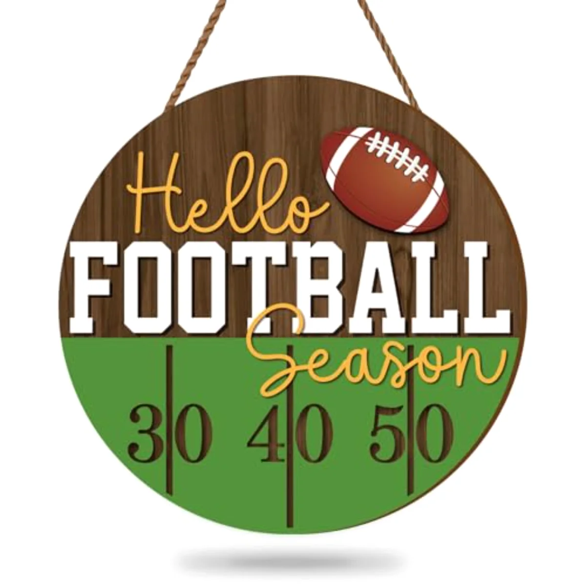 Football Wooden Hanging Sign Hello Football Season Wall Plaque Sports Game