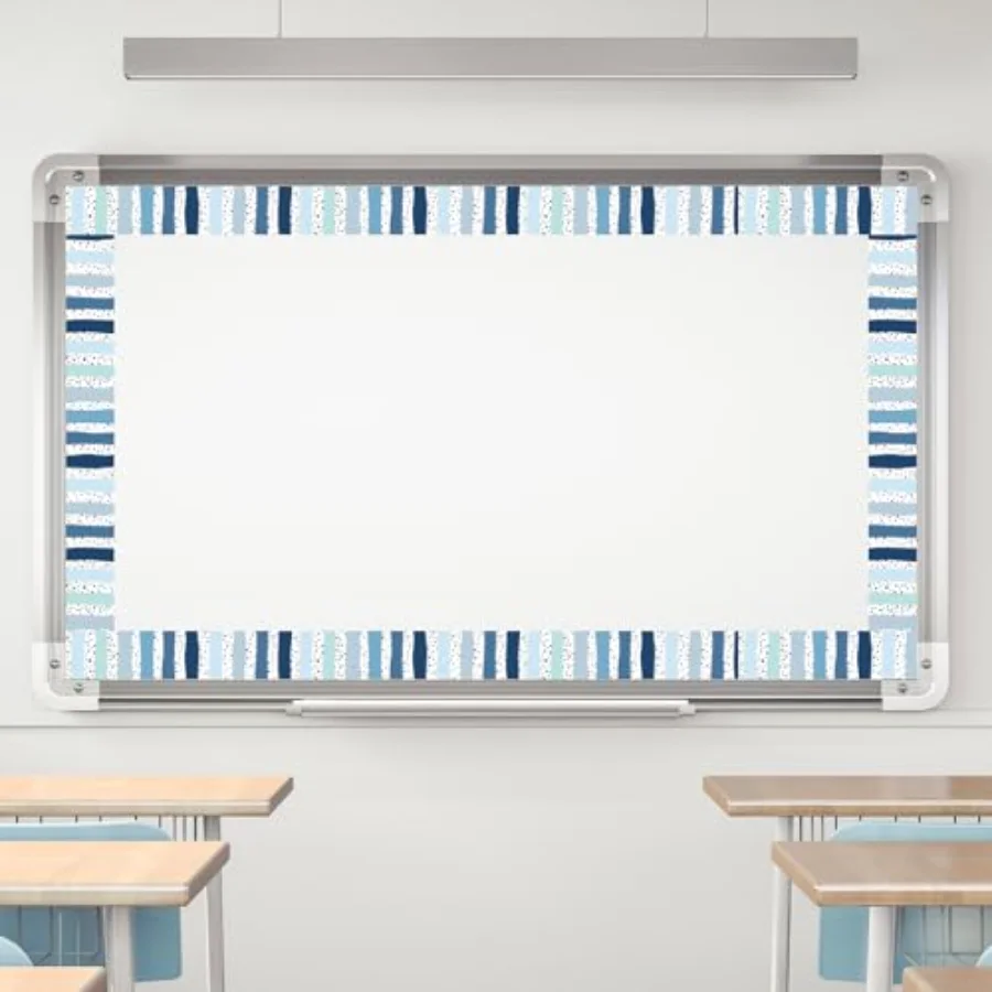 32.8Ft Summer Classroom Bulletin Board Border Dusty Blue Dot Stripe, view 4
