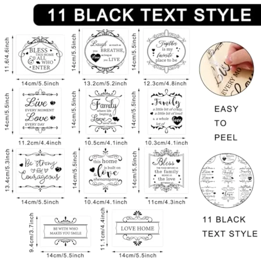 11 Sheets Vintage Word Rub on Transfers Decals for Crafts and Furniture, view 2