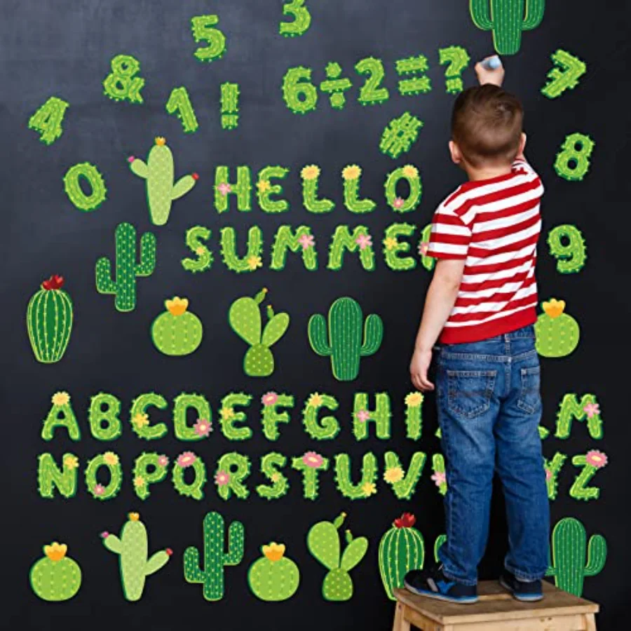 110Pcs Cactus Classroom Decor Cactus Letter Alphabet Number Symbol, view 3