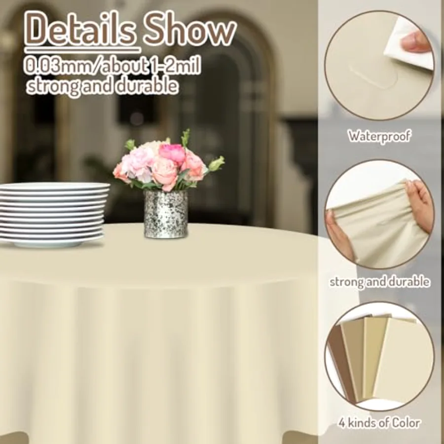 16 Pcs Brown Gradient Plastic Tablecloth 4 Colors Round Table Cover, view 3