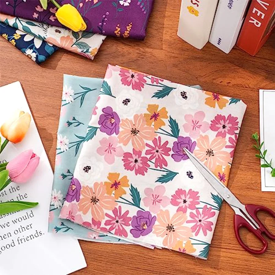 12 Pcs Retro Floral Cotton Fabric Bundles 18 x 22 Inch Wildflower Fat, view 4