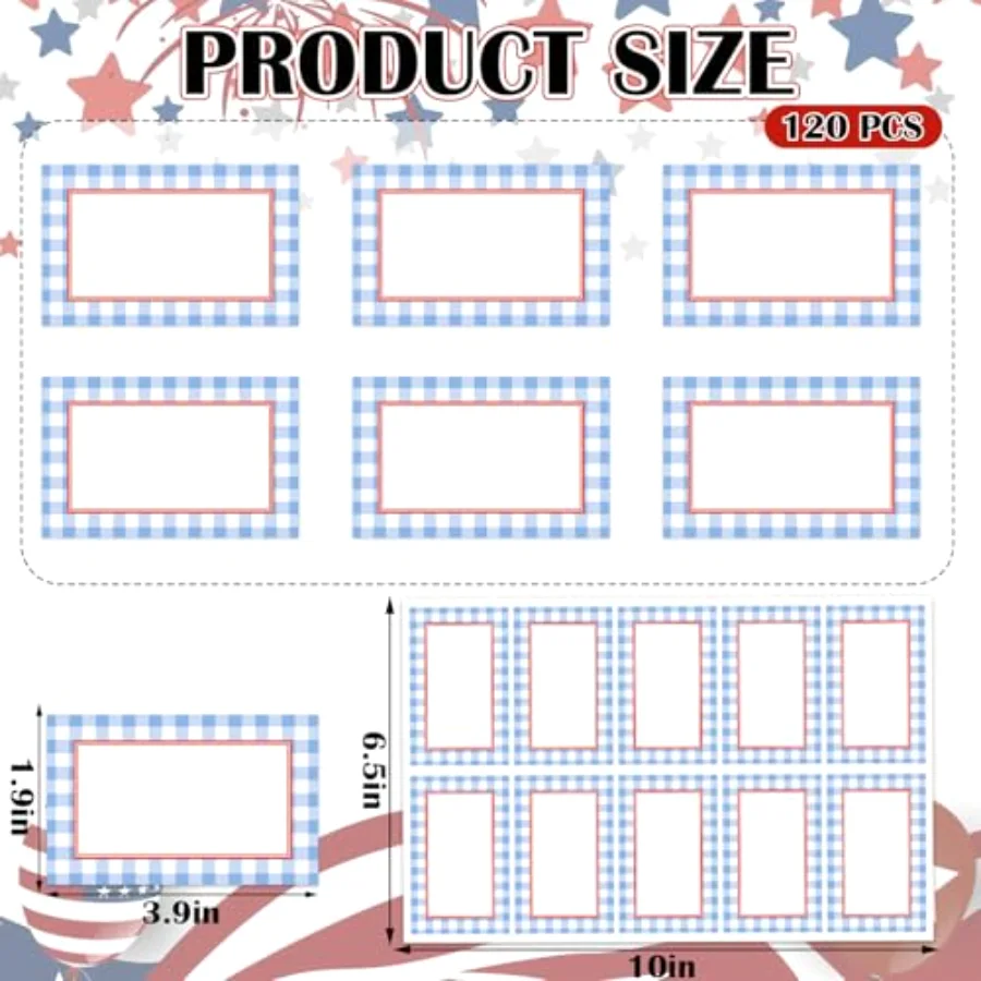 120 Pcs Name Tag Stickers Red Blue Plaid Bottle Labels Self-Adhesive, view 2