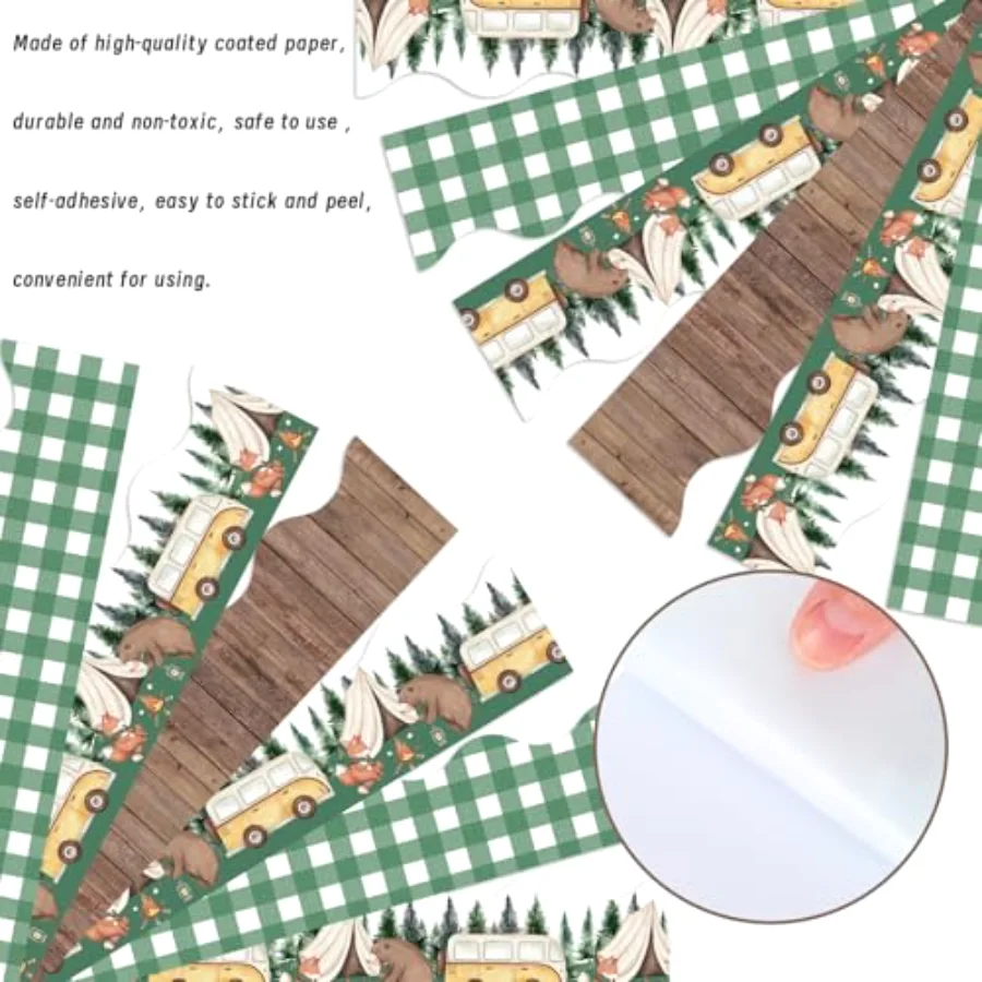 70 Ft Camping Bulletin Board Borders Woodland Animal Hiking Self-Adhesive, view 3