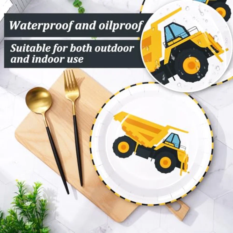 40Pcs Construction Birthday Party Paper Plates Dump Truck Disposable, view 3