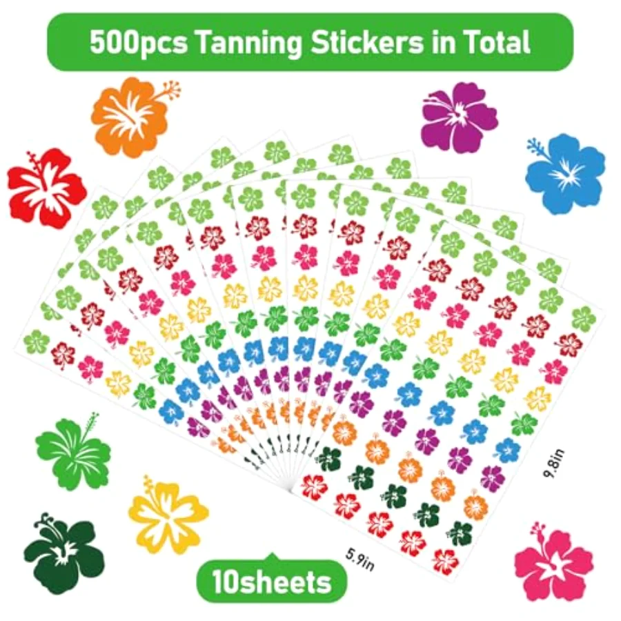 500Pcs Hibiscus Flower Tanning Sunbathing Stickers Colorful Floral Self, view 2