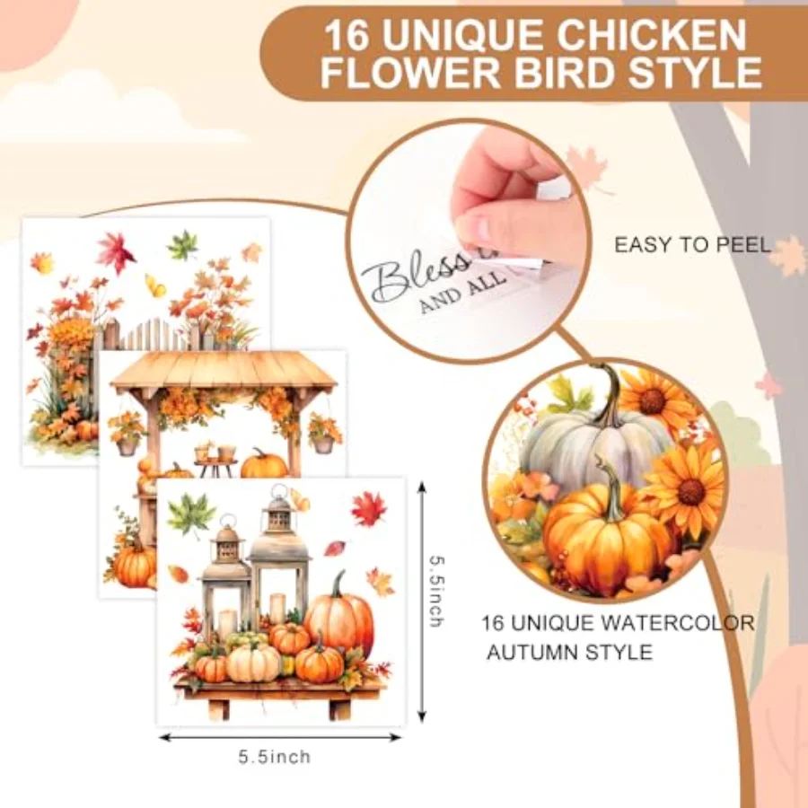 16 Sheets Fall Rub on Transfer for Crafts Pumpkin Leaves Rub on Transfer, view 2