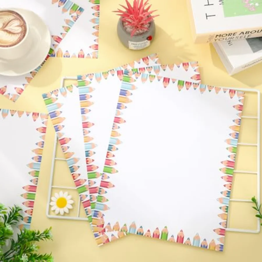 80 Sheets Colorful Pencil Border Stationery Paper Letterhead Letter, view 3