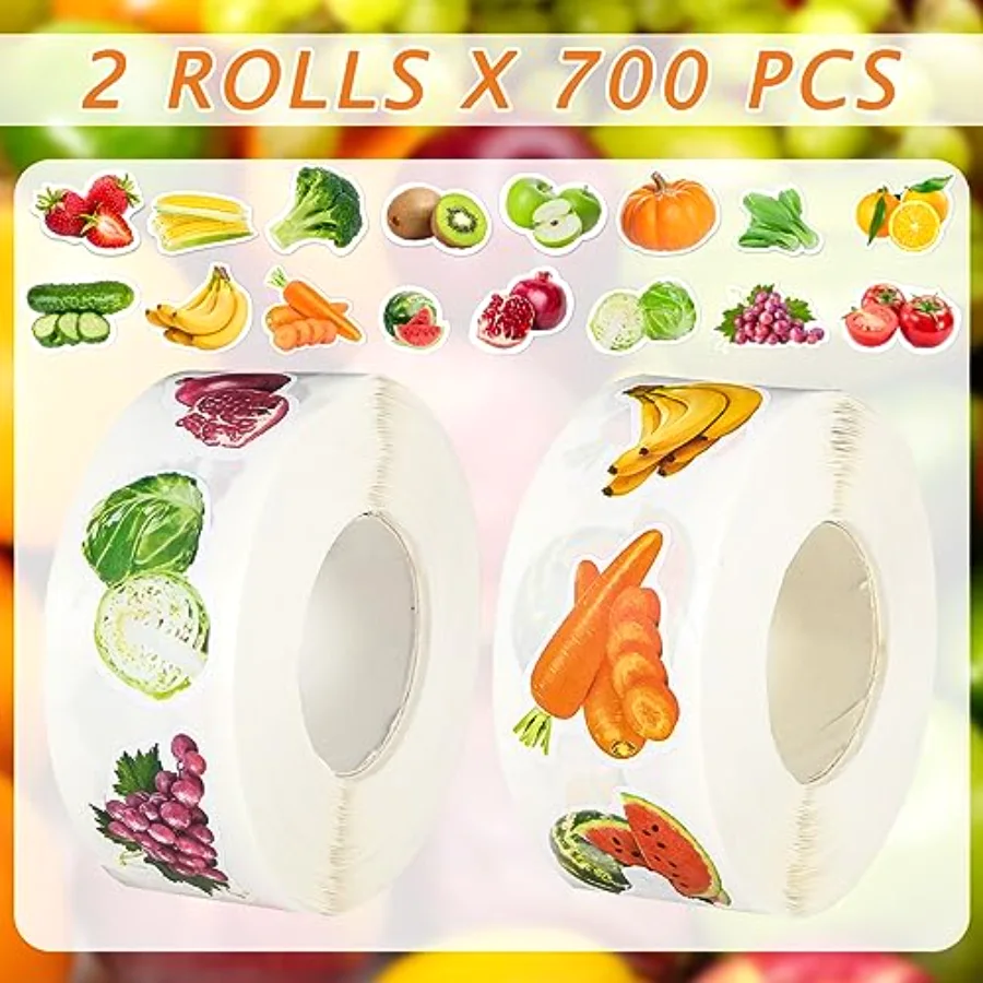 1400Pcs Fruit Vegetable Stickers 16 Design Realistic Food Stickers, view 2