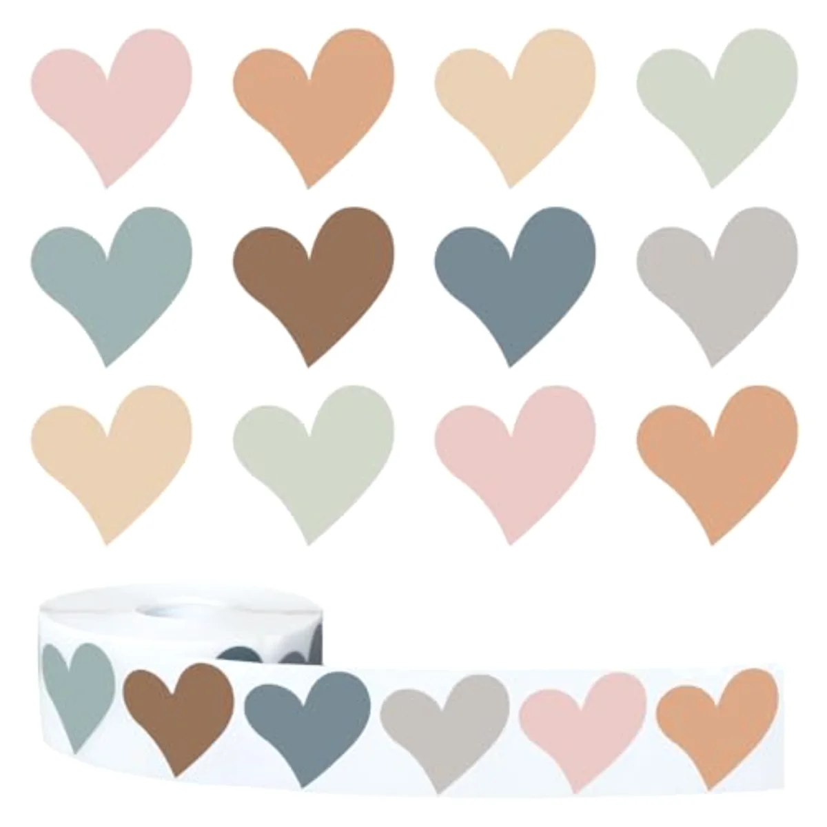 1000Pcs Boho Heart Stickers Back to School Self Adhesive Stickers Roll 1.5