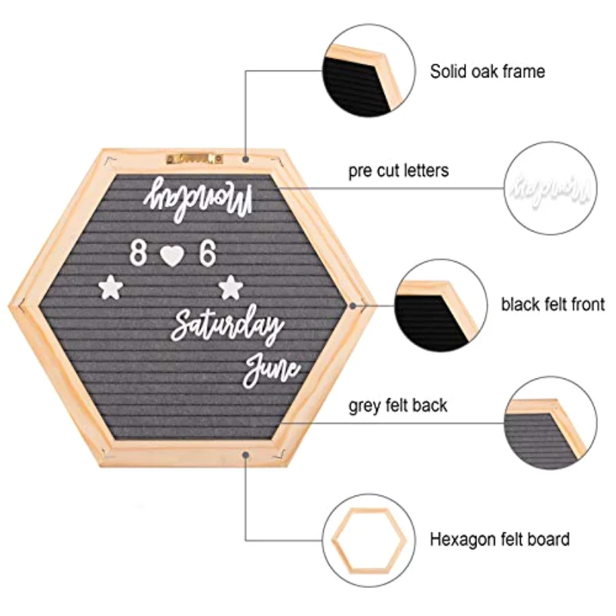 Double Sided Felt Letter Board Kit with 510 Letters Wooden Stand Bag, view 3
