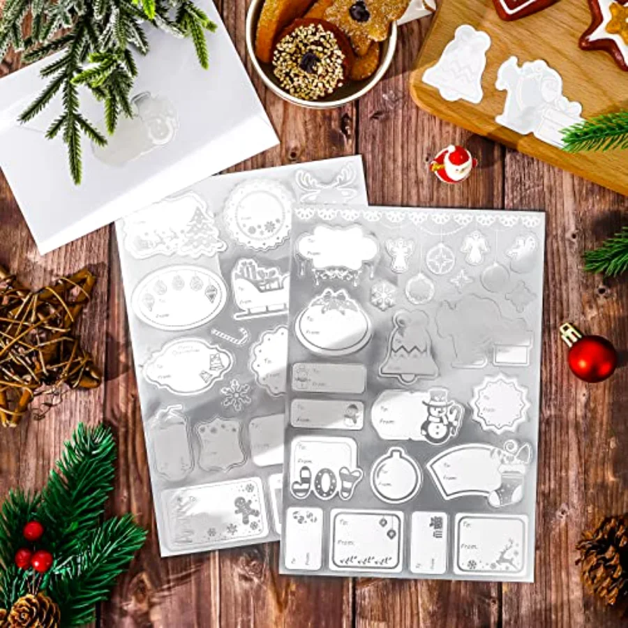 128Pcs Christmas Sliver Foil Gift Tags Assorted Christmas Name Tag, view 4