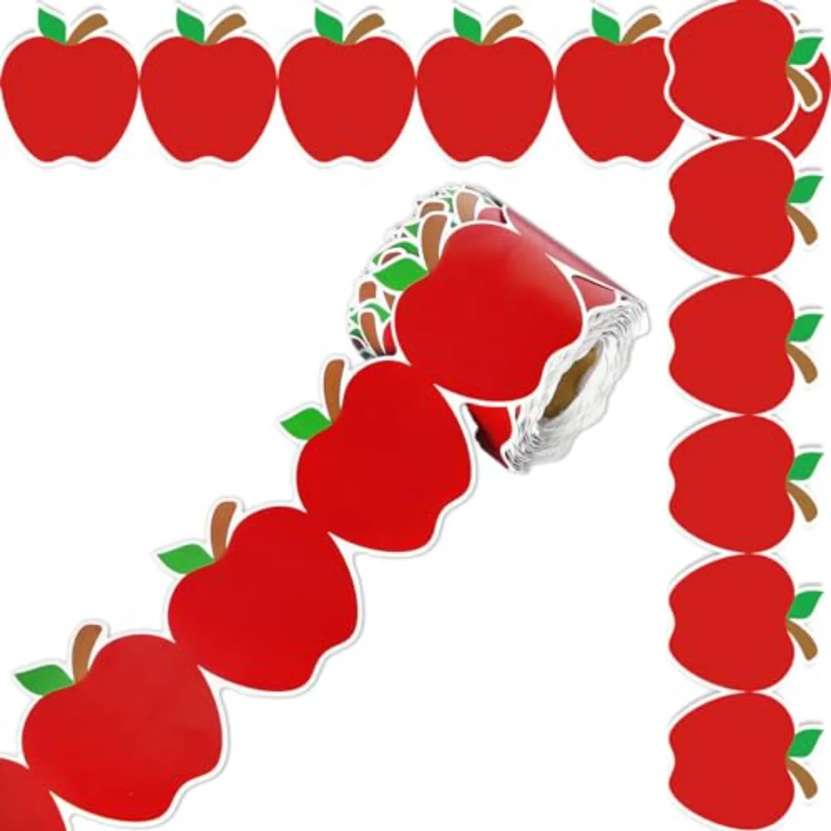 65.6 Ft Back to School Bulletin Board Border Apples Trim Border Non-Stick