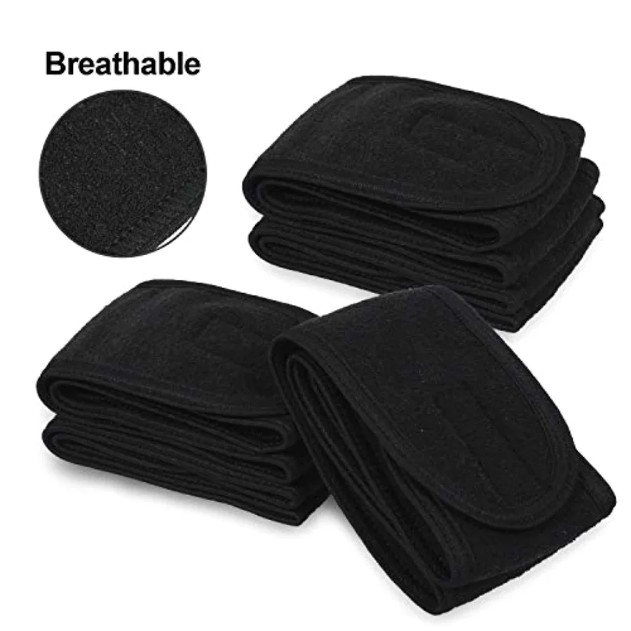 Spa Headband 4 Pcs Black Makeup Hair Band Facial Head Wrap Hair Tie, view 3