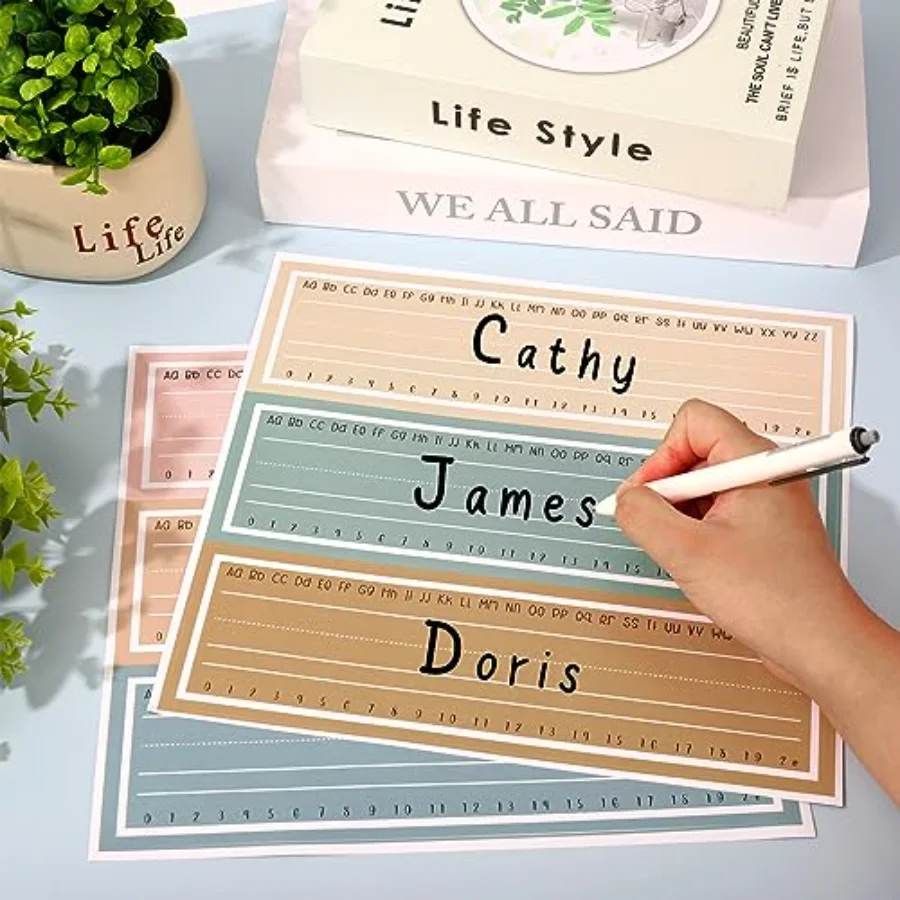 48Pcs Boho Name Tags Classroom Name Labels Back to School Desk Nameplates, view 3
