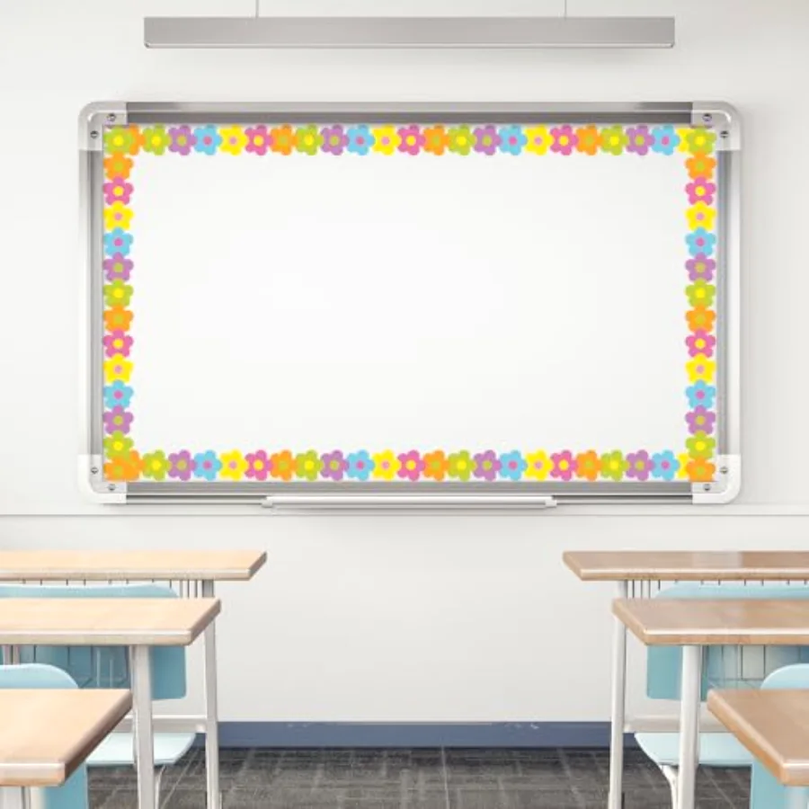 32.8 Ft Neon Color Flower Bulletin Board Border Back to School Bright Boho, view 4