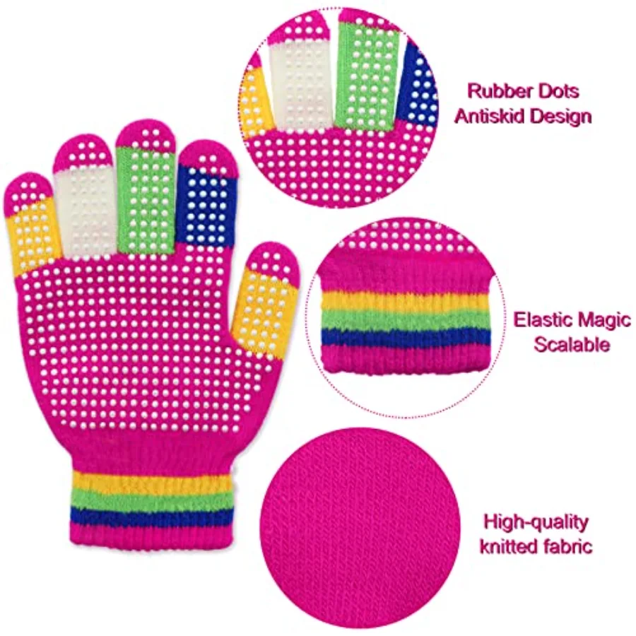 9 Pairs Kids Anti-Skid Magic Gloves Winter Stretchy Warm Knitted Gloves, view 3