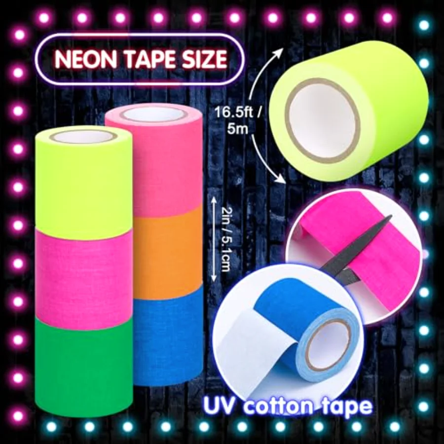 6 Colors Neon Gaffer Cloth Tape Fluorescent (X4Z9), view 2