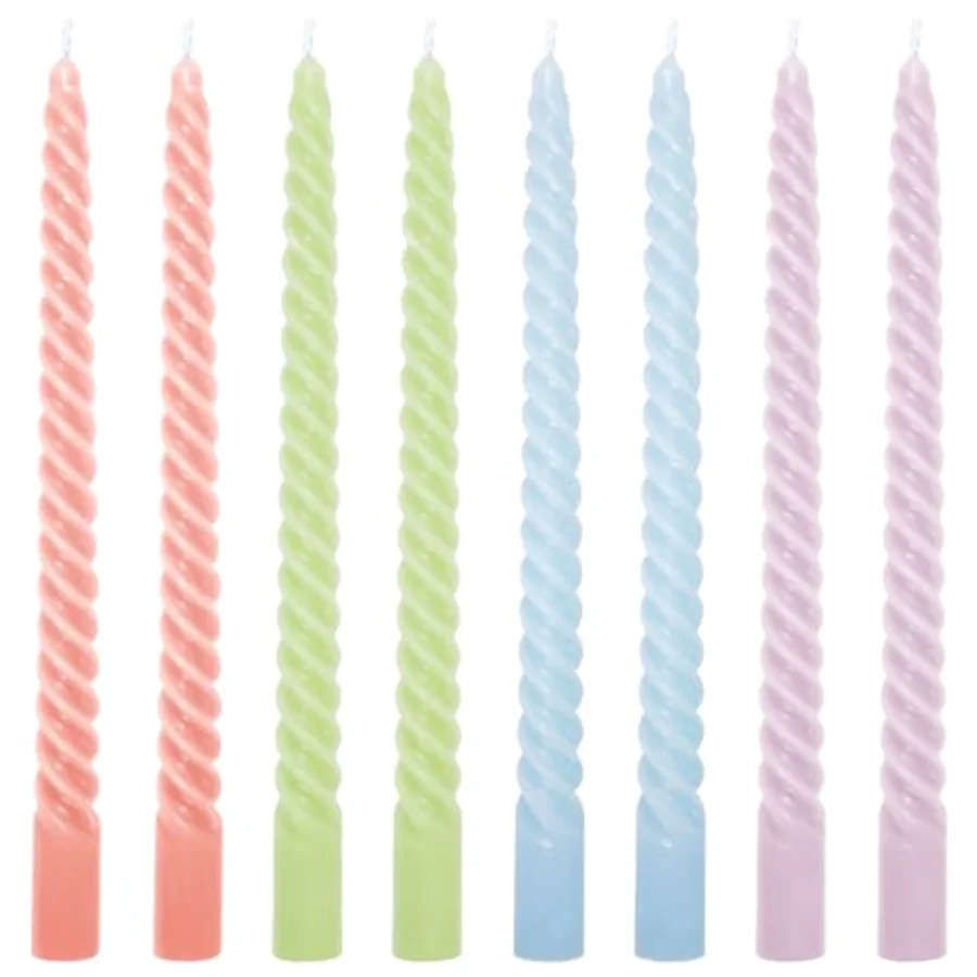 8Pcs 10 Inch Easter Pastel Spiral Taper Candles Dripless Twisted Wax, view 3