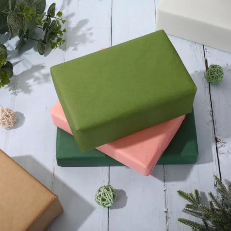100 Sheets Pink Green Tissue Paper Brown White Gift Wrapping Paper, view 4