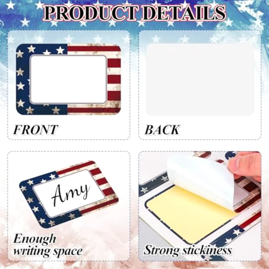 180 Pcs 250th Anniversary Patriotic Name Tag Stickers Self-Adhesive, view 3