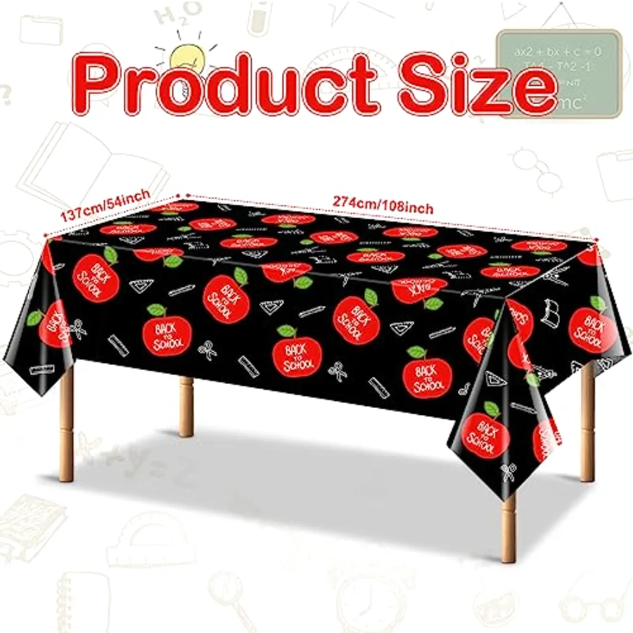 3Pcs Welcome Back to School Party Tablecloth 54x108 Inch Waterproof Table, view 2