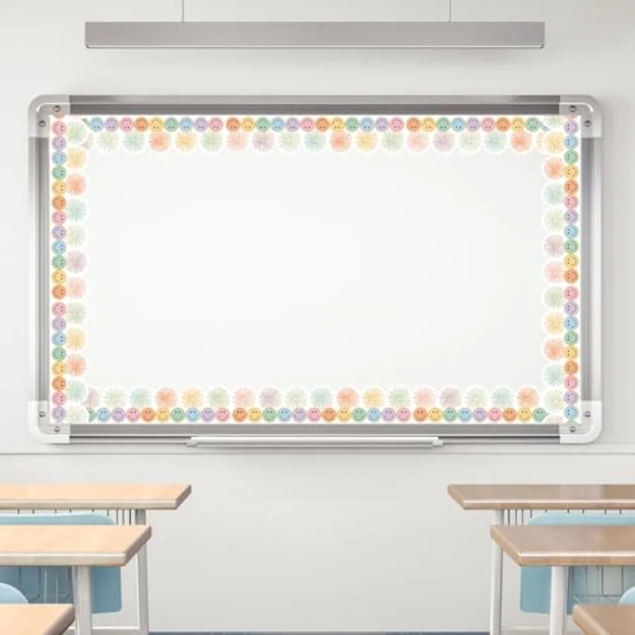 32.8 Ft Preppy Pastel Smile Face Bulletin Board Borders Colorful Firework, view 4