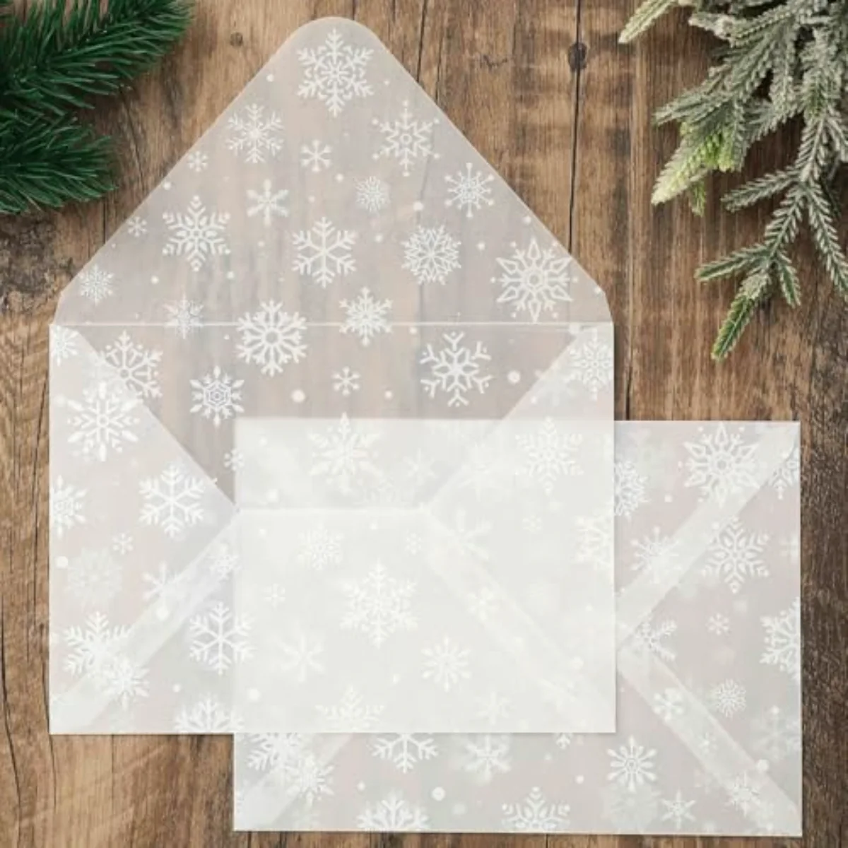 50Pcs Snowflake Translucent Paper Envelopes Winter Christmas Invitation