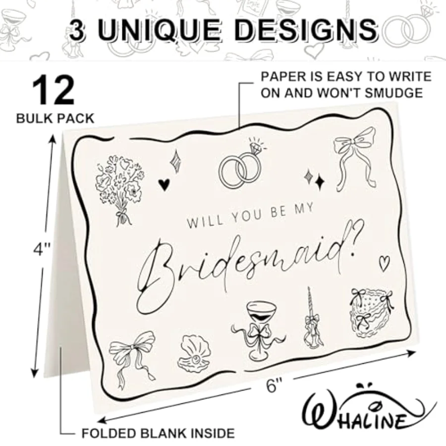 12 Pcs Bridesmaid Proposal Cards, view 2