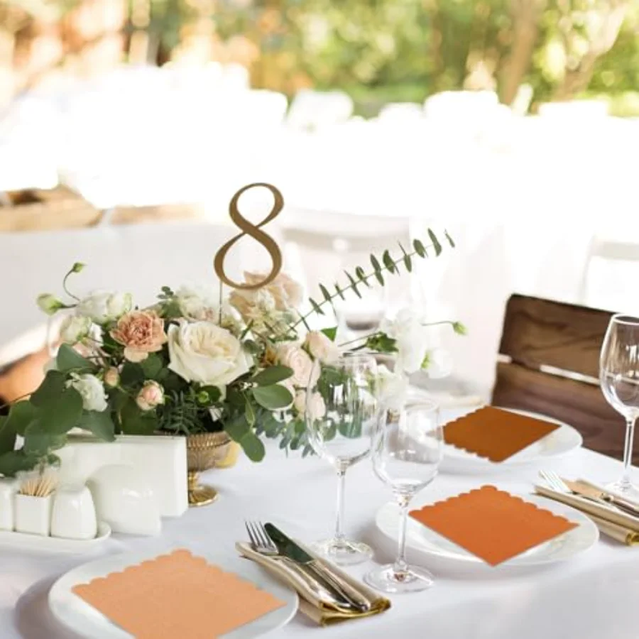200 Sheets Terracotta Cocktail Napkin Terracotta Gradient Color Scalloped, view 4