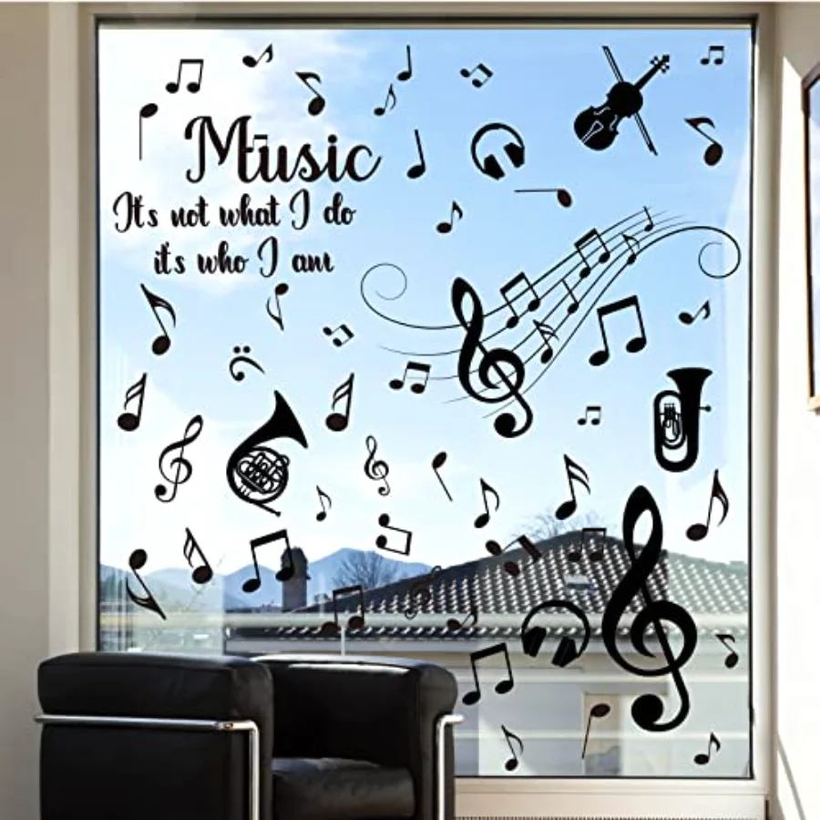9 Sheets Musical Notes Window Clings Musical Note Sayings Window Decals, view 4