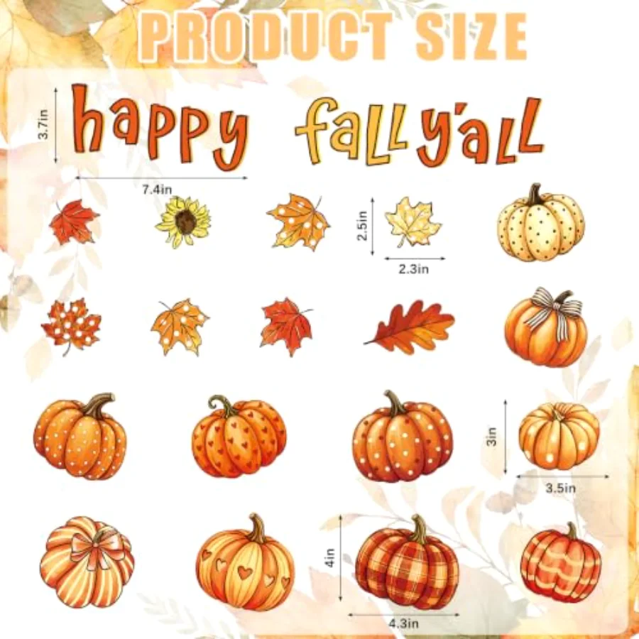 21 Pcs Happy Fall Y'all Refrigerator Magnets Pumpkin Sunflower Maple Leaf, view 2
