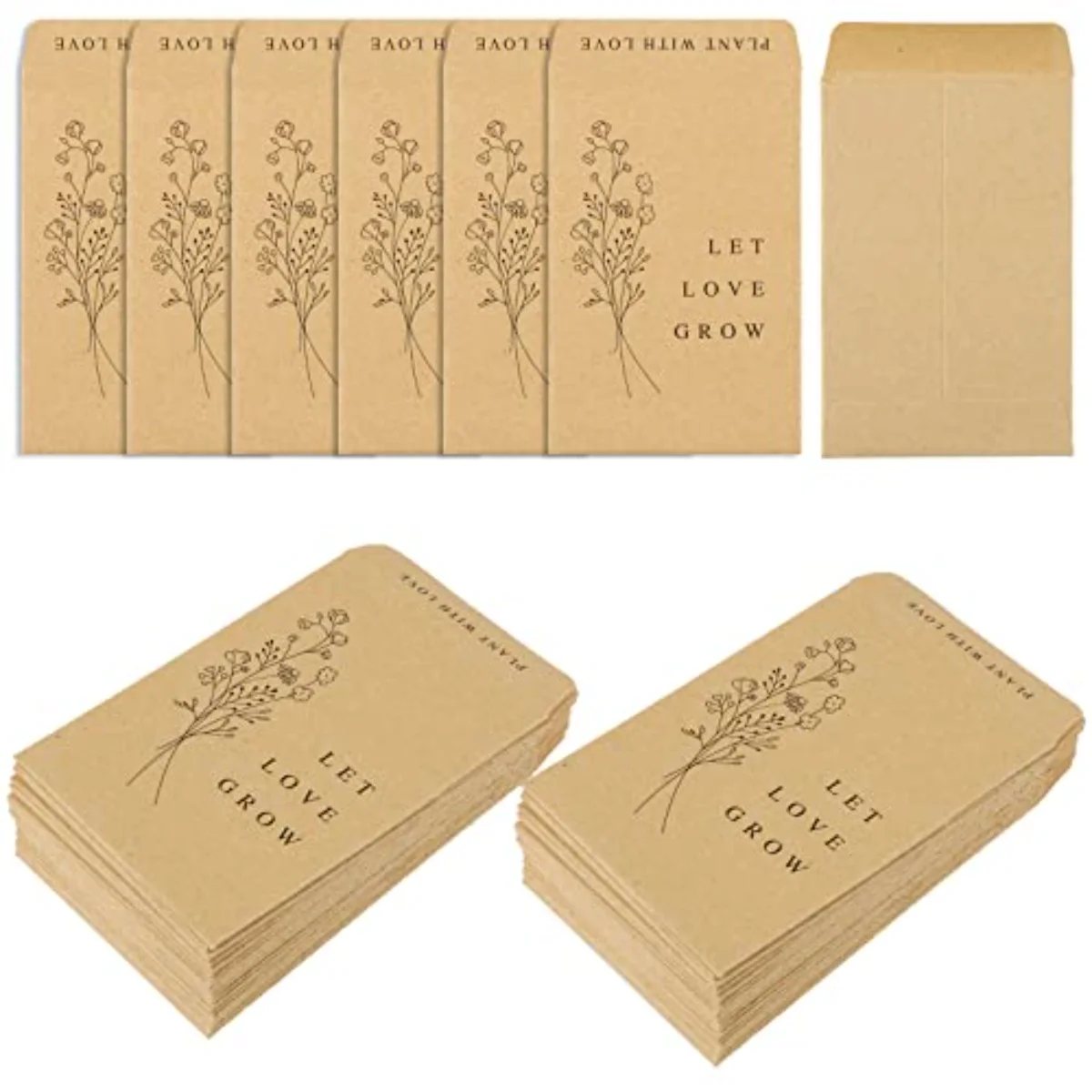 200 Pack Wedding Favor Seed Packets Spring Summer Self-Adhesive Let Love
