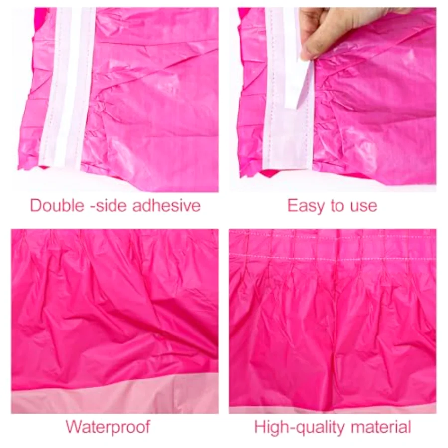 6Pcs Pink Orange Plastic Table Skirts 3-Color Striped Table Skirt, view 3