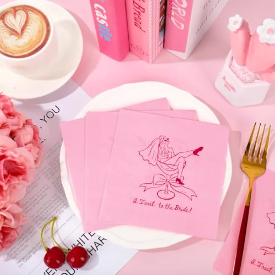 50Pcs Bachelorette Napkins Pink Martini Cocktail Napkins 5 x 5 Inch A, view 4