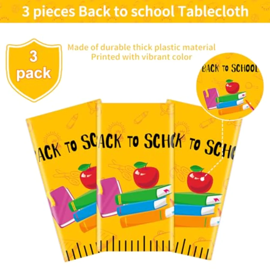 3 Pcs Back to School Tablecloth 54 x 108 Inch Waterproof Table Cover, view 4