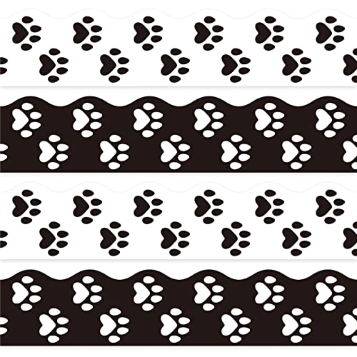 69Ft Dog Paw Bulletin Board Border White Black Pet Paw Decoration Borders