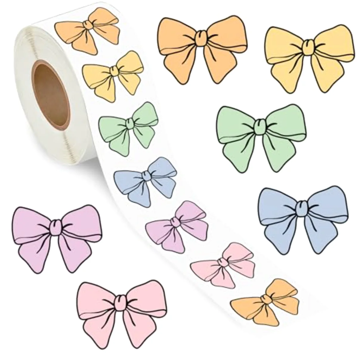 504Pcs Colorful Bow Stickers Pastel Color Coquette Bow Self-Adhesive