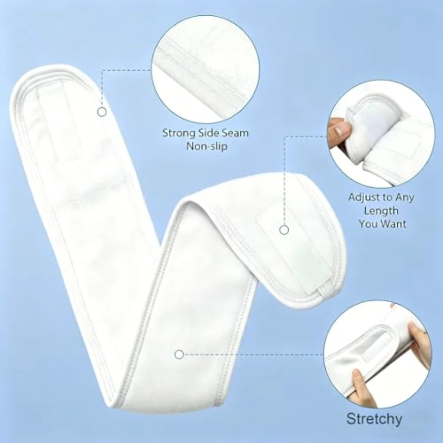 60Pcs Spa Facial Headbands Head Wrap Stretch White Cloth Hair Bands for, view 3