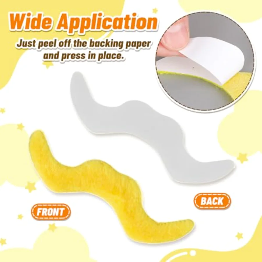 60Pcs Yellow Fake Mustache Halloween Self-Adhesive Mustaches Beard Set for, view 2