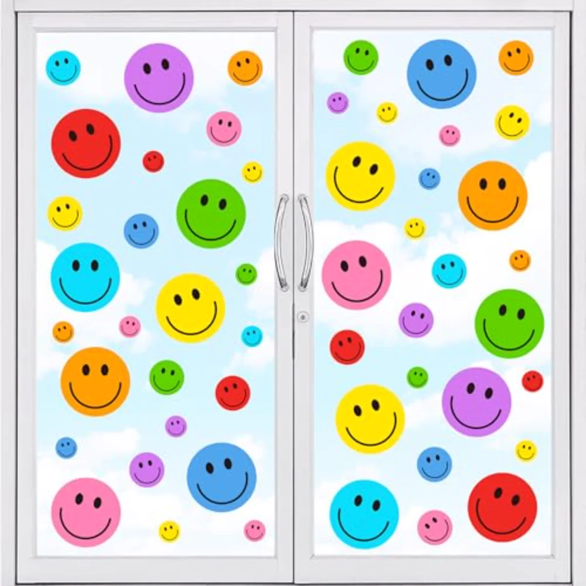 9 Sheet Smile Face Window Clings Colorful Cute Happy Face Window Decals