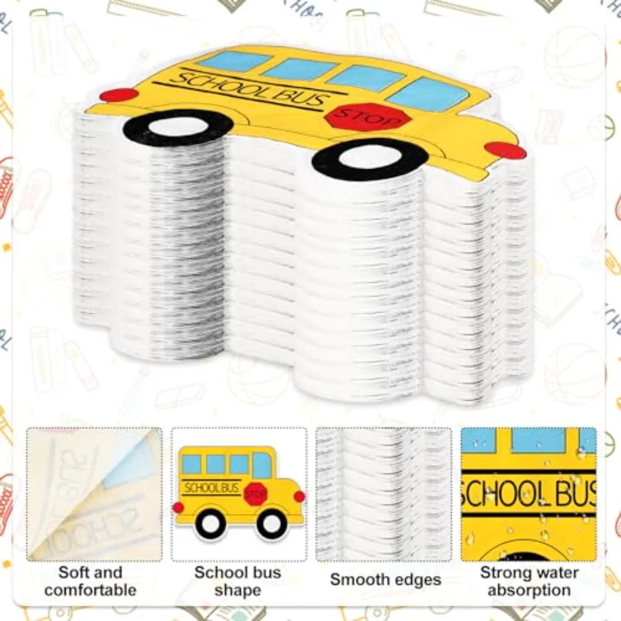 100Pcs Back to School Paper Napkin Yellow School Bus Disposable Napkins, view 3