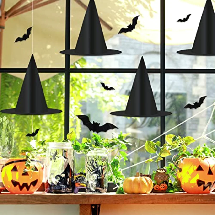 14pcs Halloween Black Witch Hats Costume Accessory Decorations, view 4