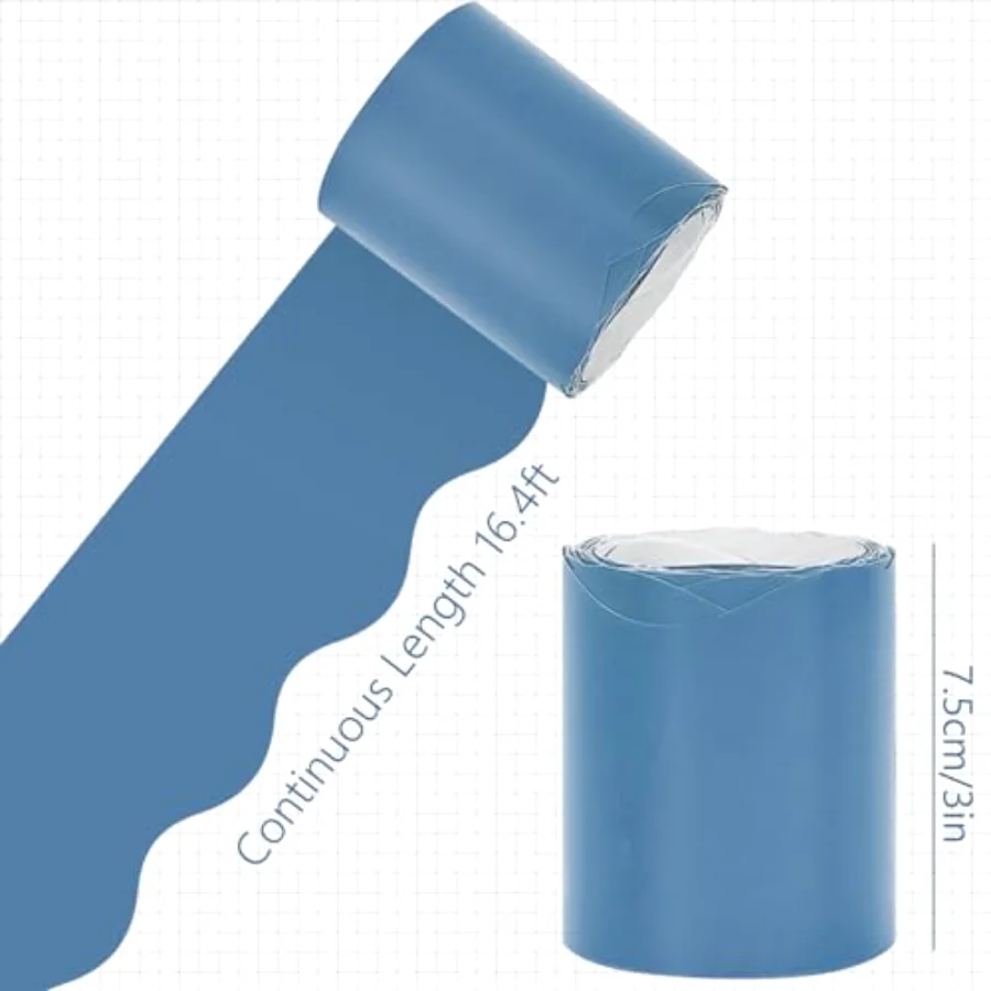 65.6 Ft Blue Bulletin Board Borders 4 Rolls Blue Series Die-Cut Board Trim, view 2